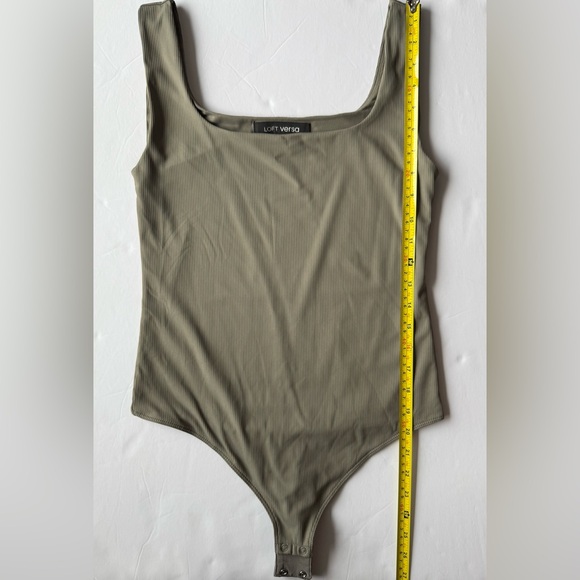 LOFT Versa Ribbed Square Neck Sleeveless Bodysuit Cool Sage Size M - Picture 5 of 11